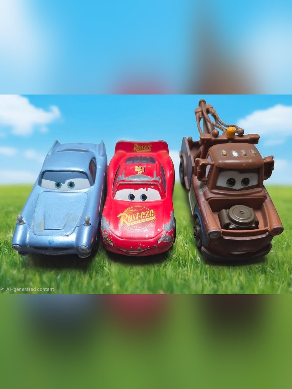 Disney Cars lightning mcqueen, mater, sally set of 3.